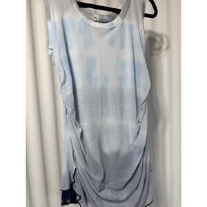 PETE COLLECTION Women's Gradient Blue Tie Dyed Rouche Tank Top Medium